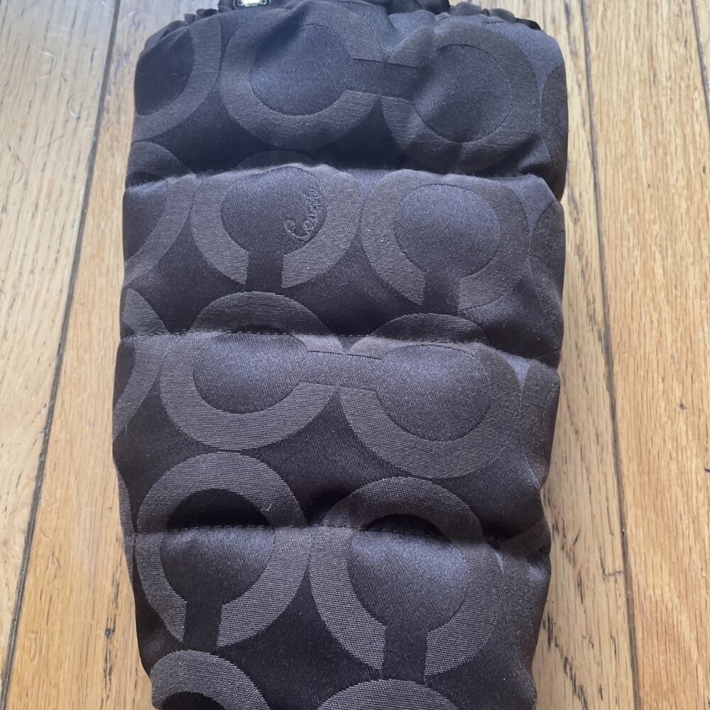 COACH Loryn Rain Boots Quilted High Heel Brown Logo Fabric SZ 5 1/2 - in box - Picture 12 of 14